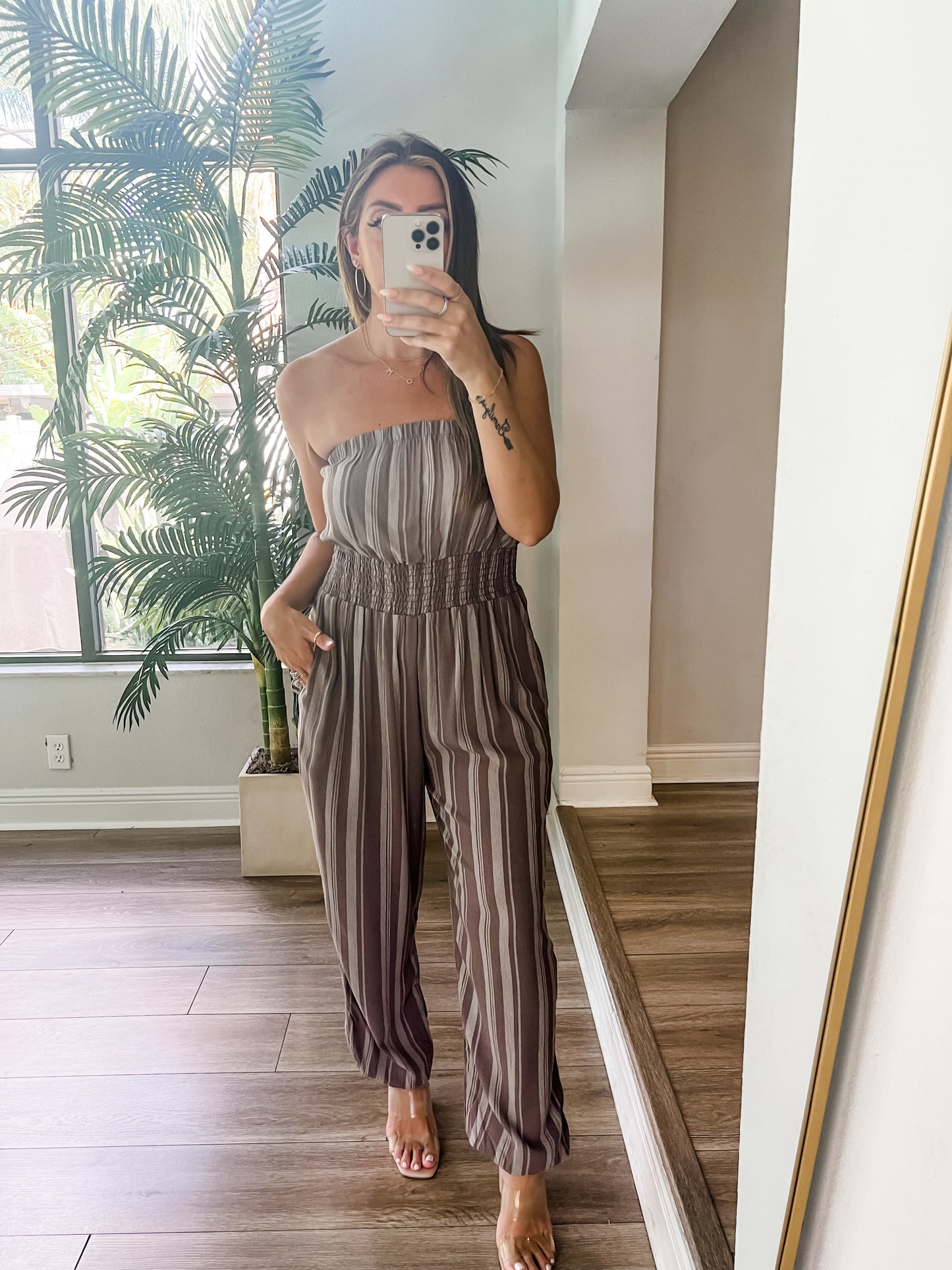 The Mocha Striped Jumpsuit