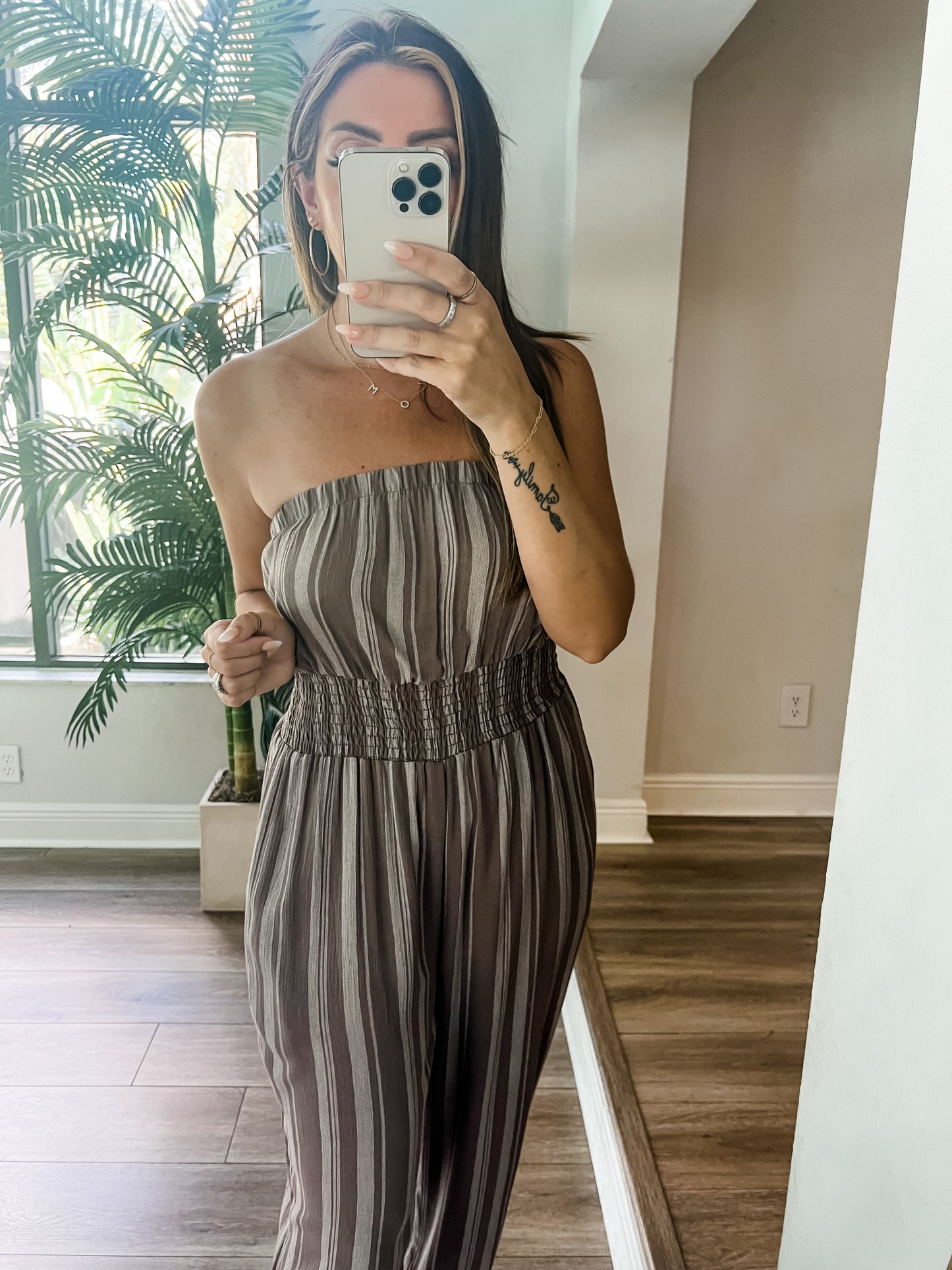 The Mocha Striped Jumpsuit