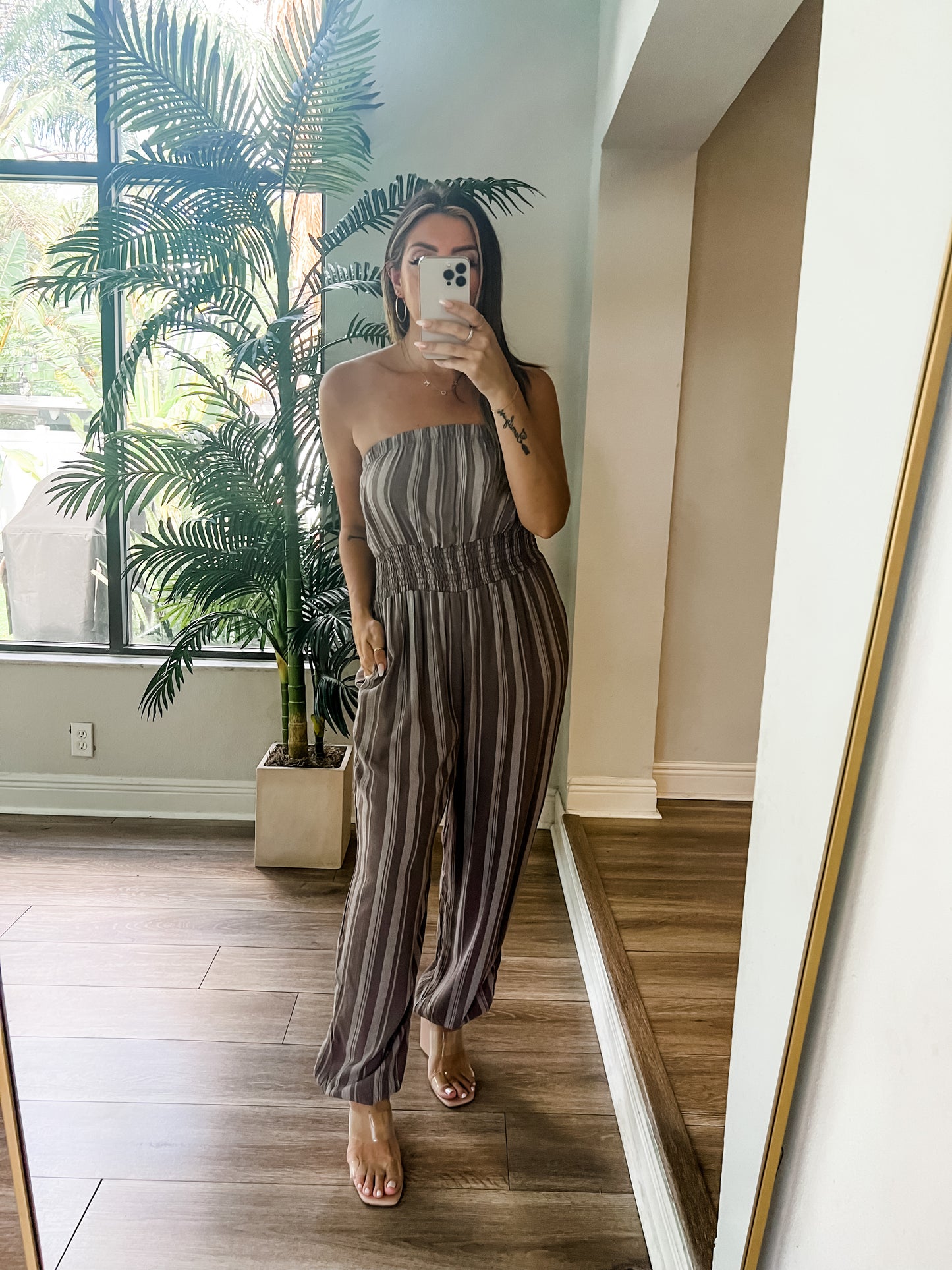 The Mocha Striped Jumpsuit