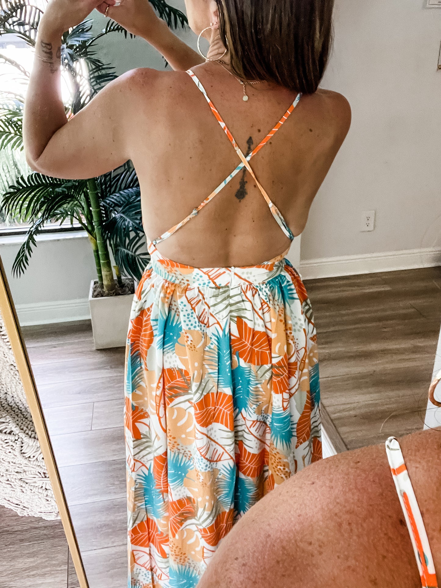 The Orange Palm Maxi Dress