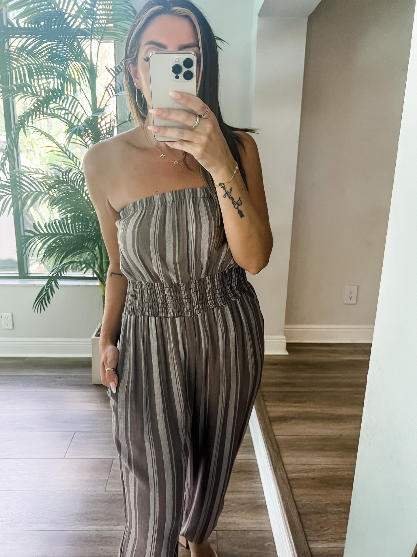 The Mocha Striped Jumpsuit