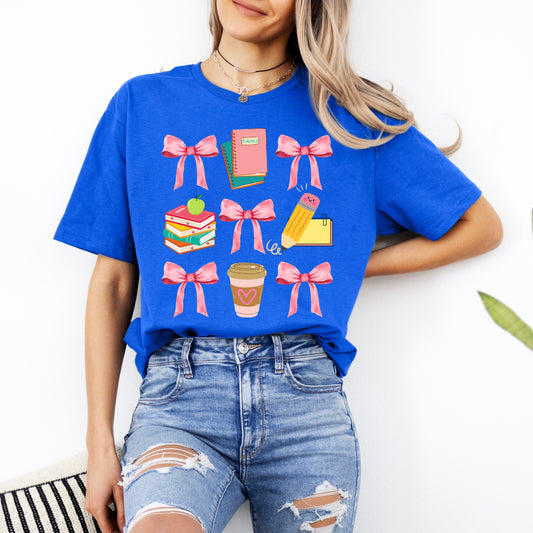PRE-ORDER- Royal Blue Bow Teacher T-Shirt
