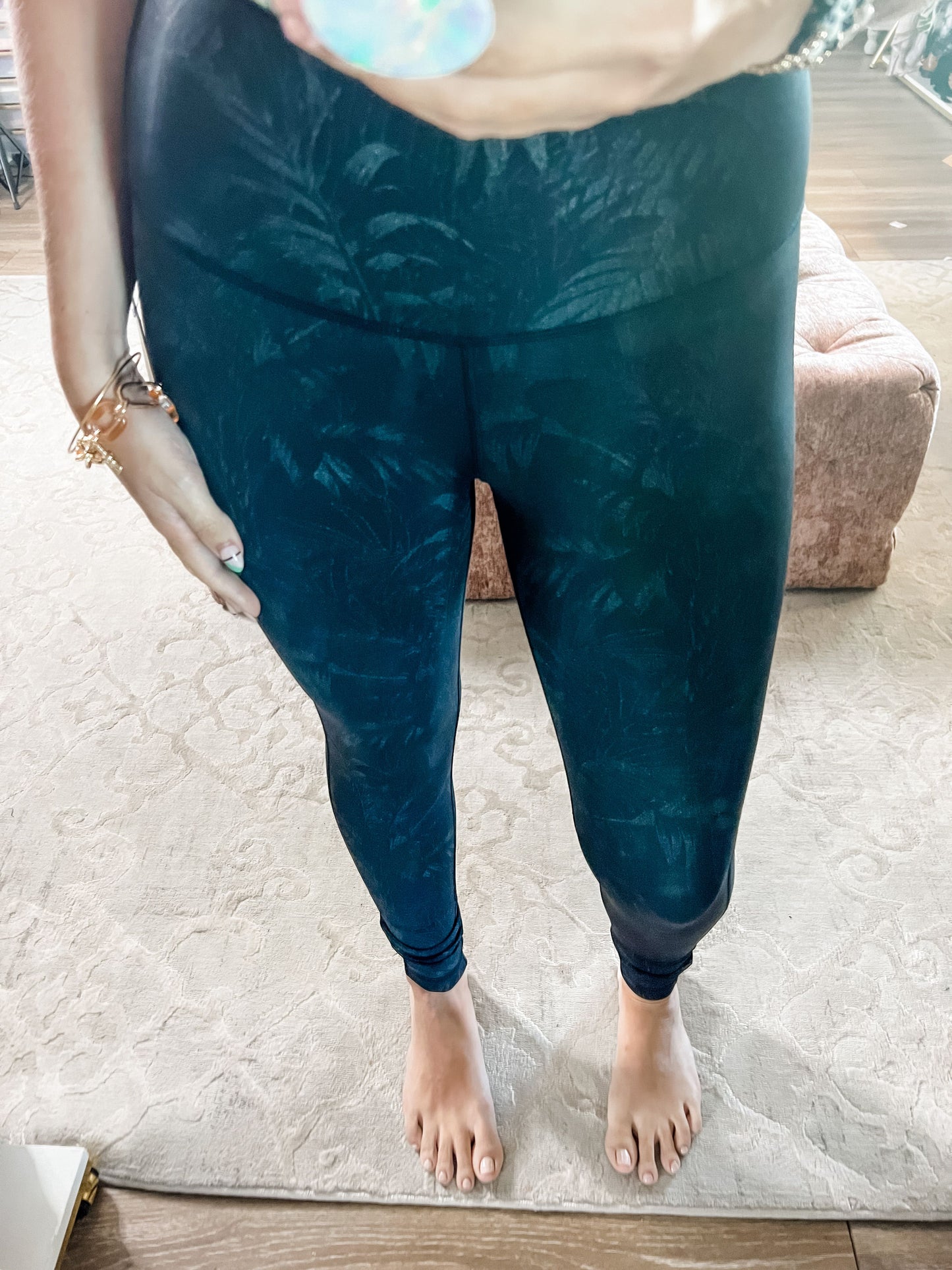 Tropical Foil Palm Print Leggings