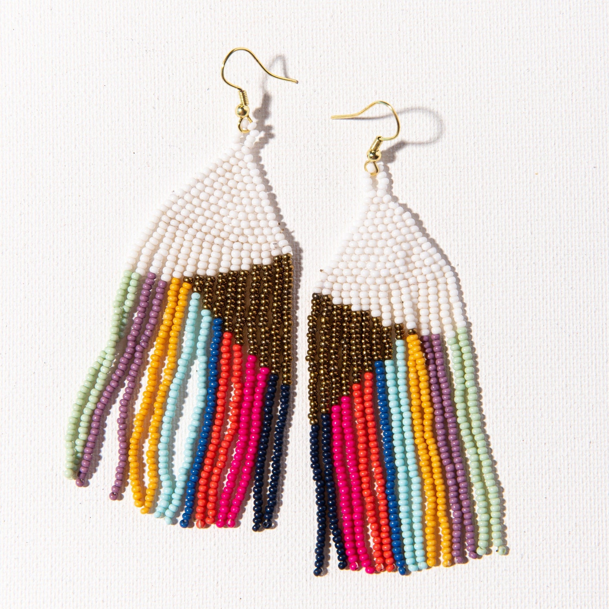 Colorful Seed Bead Fringe Earrings