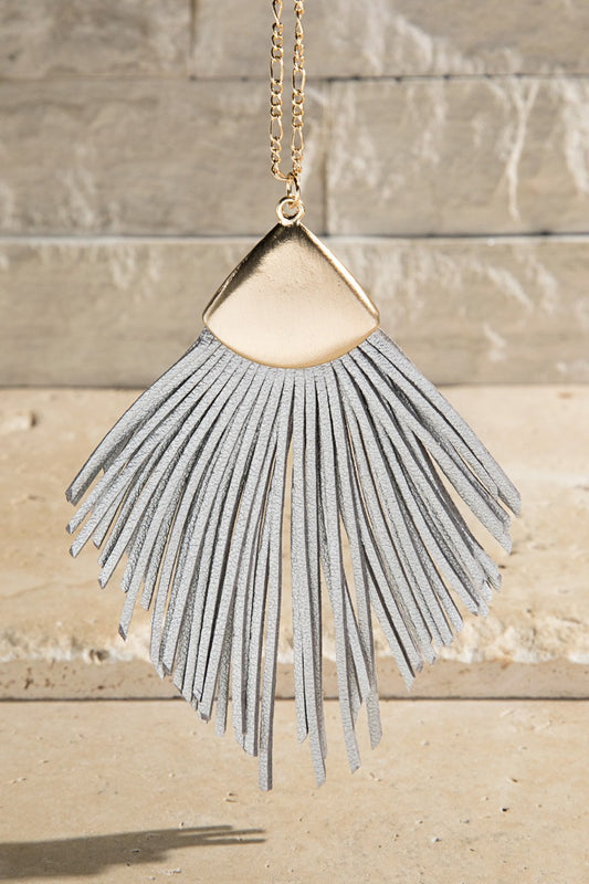 Faux Leather Tassel Necklace