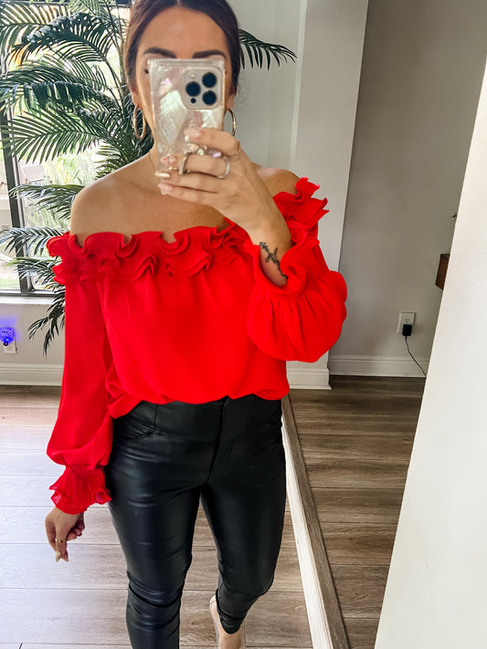 The Ruffle Red Top