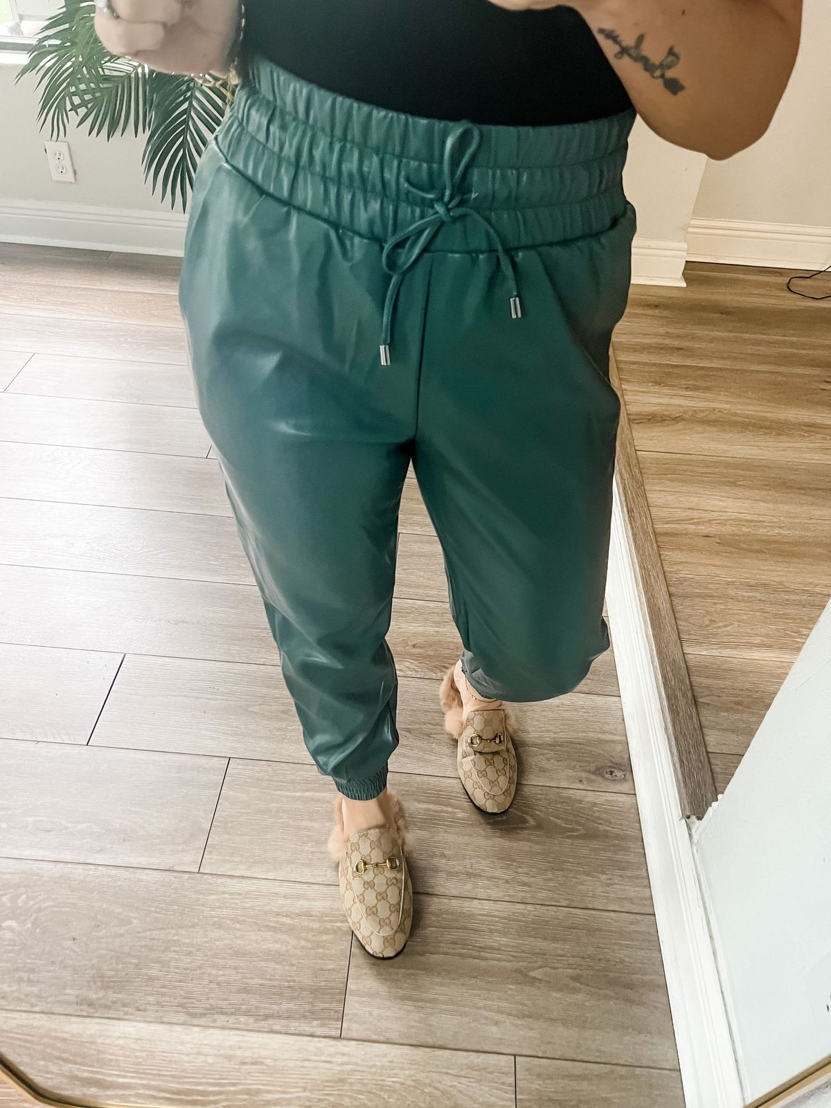 The Misty Teal Fuax Leather Joggers