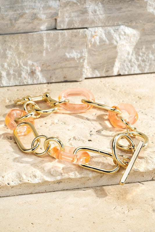 Acrylic Link Gold Bracelet